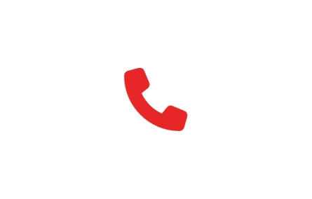 A red phone symbol on top of a white background.